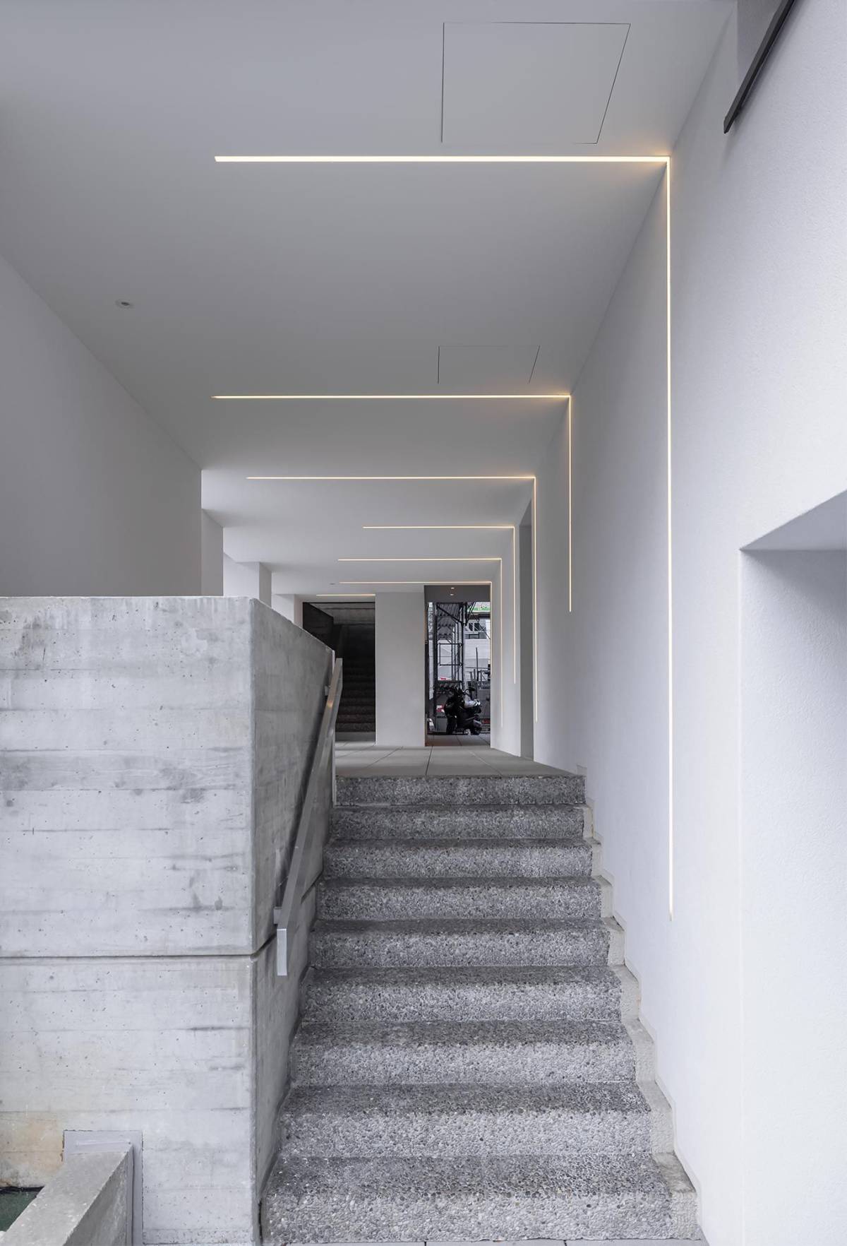 Recessed linear LED profiles for modern lighting in architecture