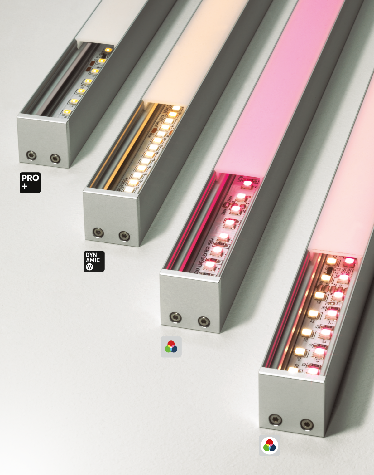 Ledixa lineaflex 4 colour temperature types (Pro plus, RGB, RGBWhite, Dynamic)